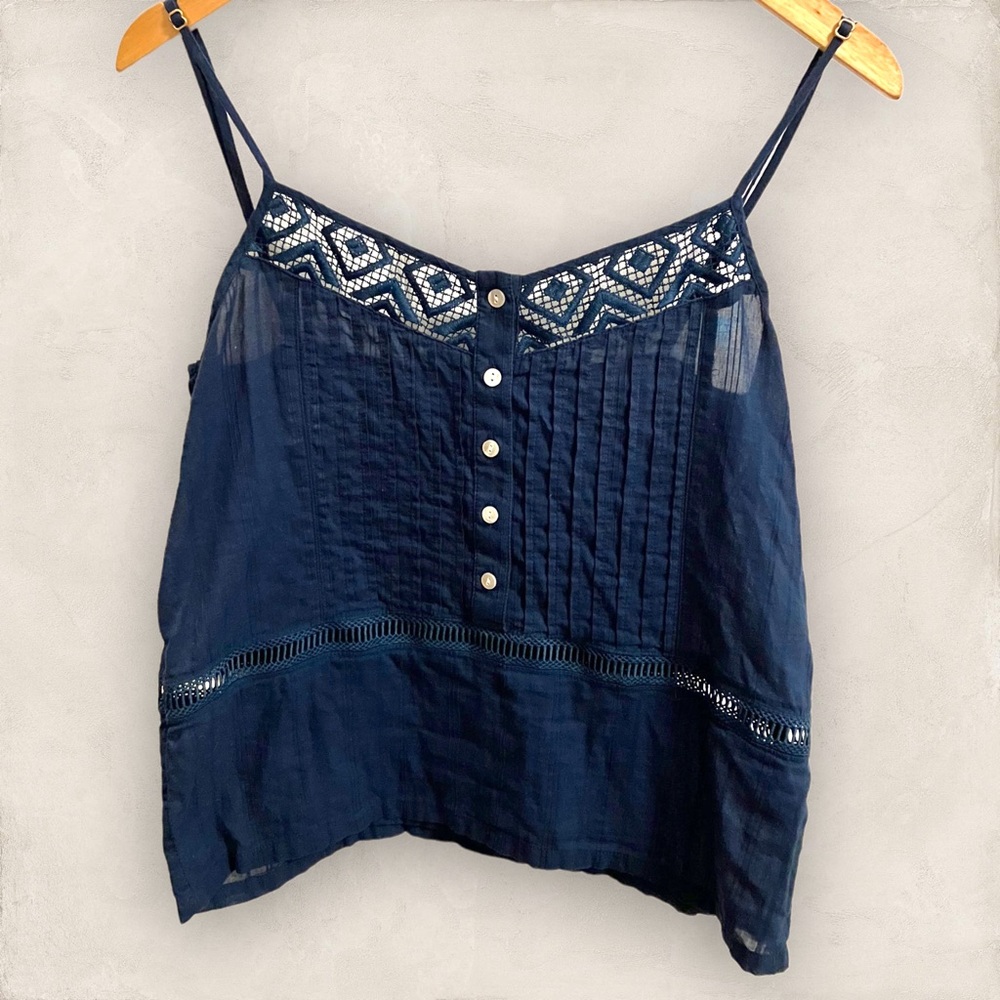 Carve Designs organic cotton XS embroidered spaghetti strap tank